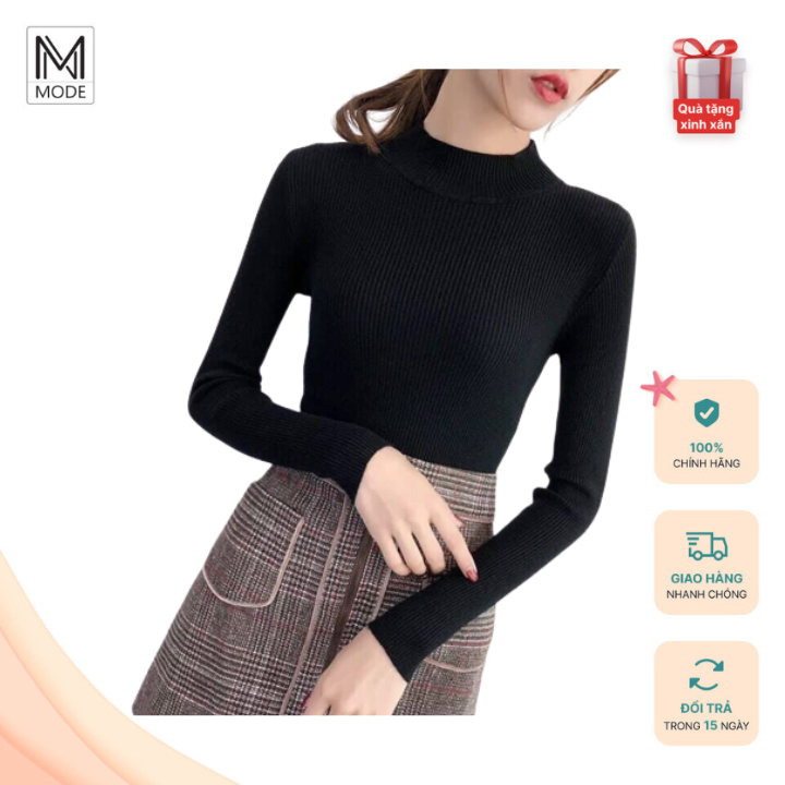 Áo Len Tăm Cổ 3 Phân Basic Hàn Quốc - Áo Len Cổ Lọ Form Rộng Lông Cừu Nữ Kiểu - Ngocmode