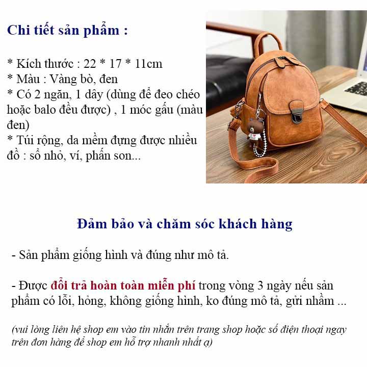 Balo Nữ Khóa Cài Tặng Móc Chuột