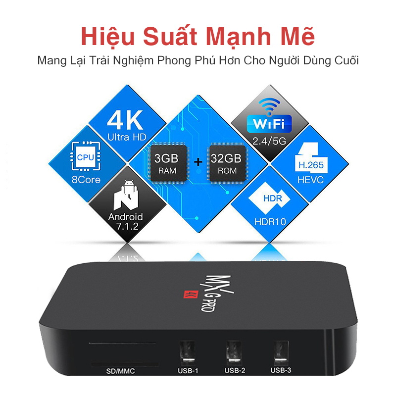 Android TV Box MXQ PRO 4K bản 16G+256GB Tiếng Việt Wifi 5G Smart Tivi Box xem truyền hình 100 kênh miễn phí, xem Youtube