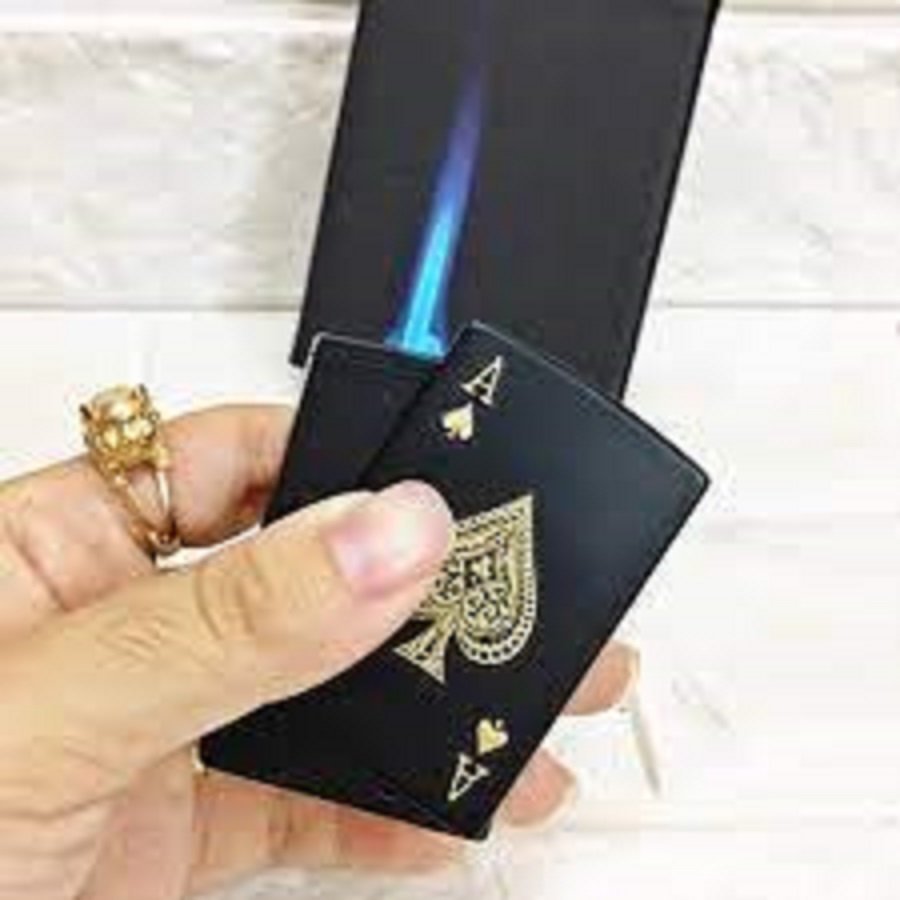 bật lửa lá bài ánh kim lửa khè