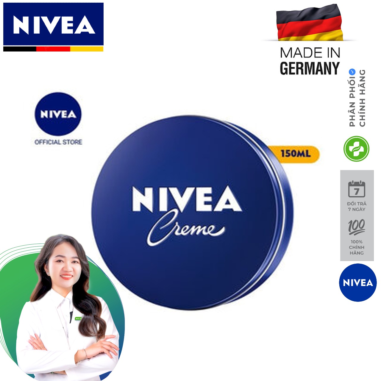 Kem dưỡng ẩm dưỡng da sáng mịn creme nivea 30ml, 60ml, 150ml