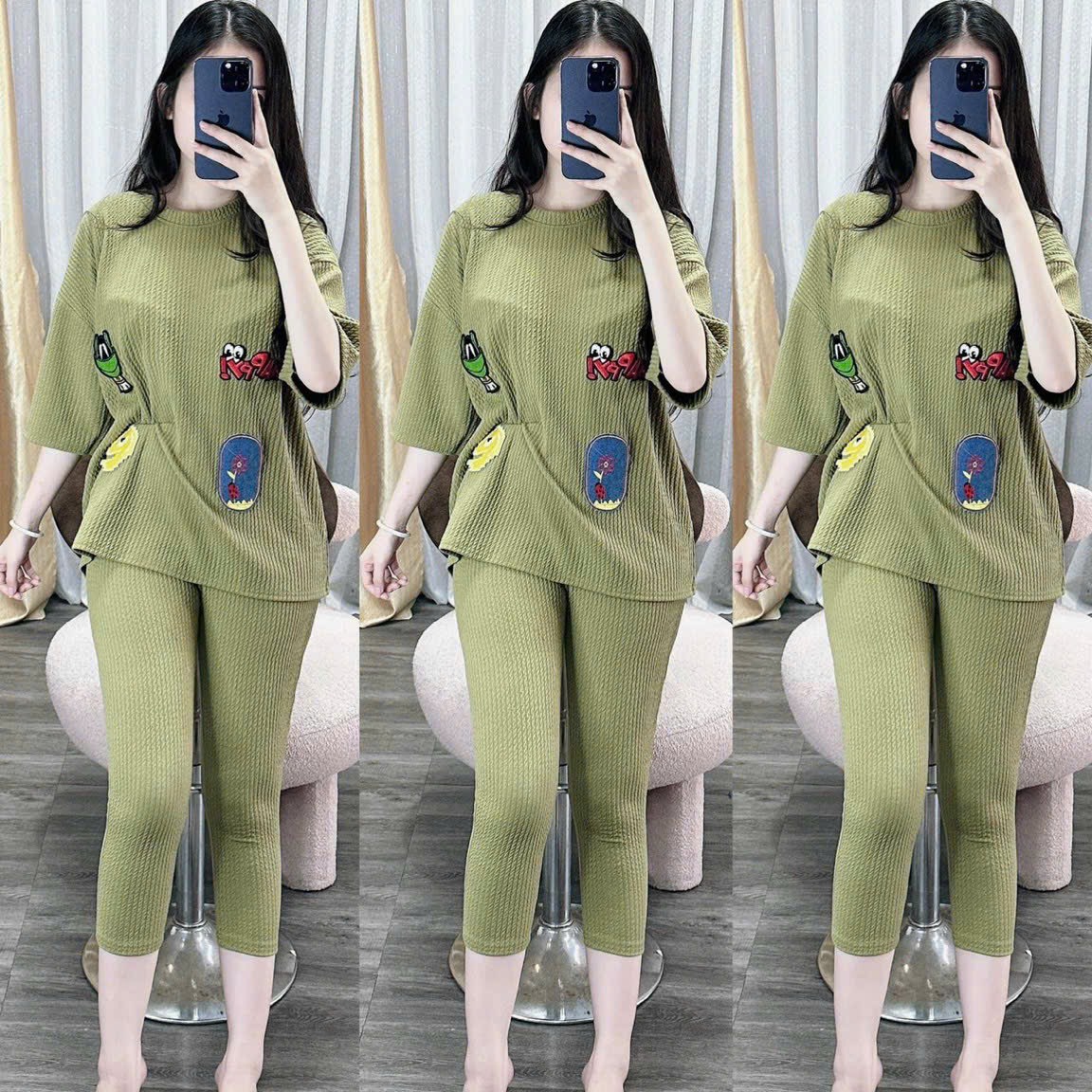 Set đồ nữ quần lửng chất thun nhật form áo rộng