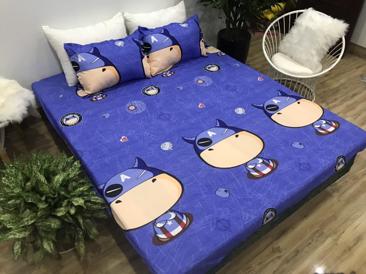 Bộ Ga Gối ( 1 Drap + 2 Vỏ gối nằm ) Poly Bò Captain SGG12