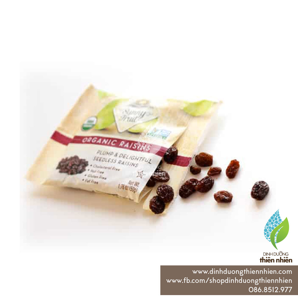 Nho khô hữu cơ sunny fruit organic raisins, 250g
