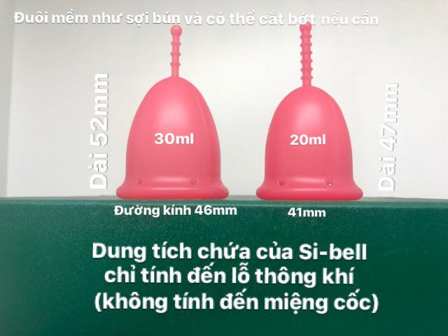 Combo 2 Cốc nguyệt san Si-bell chính hãng (kèm 4 viên tiệt trùng + 2 cốc tiệt trùng + 2 túi vải)