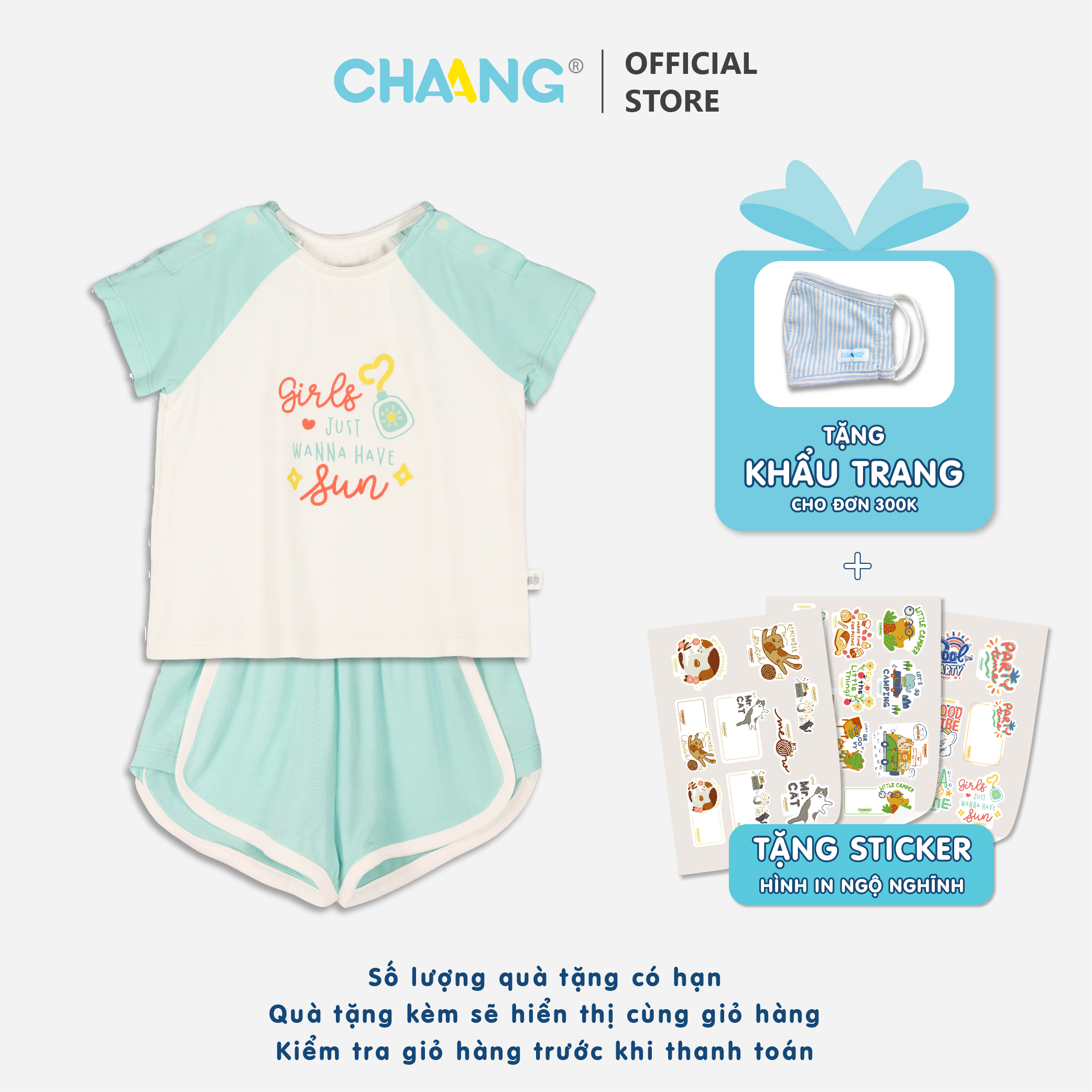 [CHAANG] Bộ cộc raglan bé gái Pool Chaang