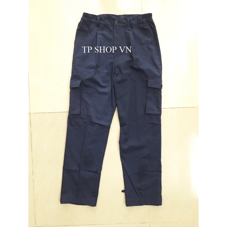 Quần bảo hộ túi hộp, màu xanh đen, vải kaki liên doanh, bền chắc, thấm hút mồ hôi - mẫu 06