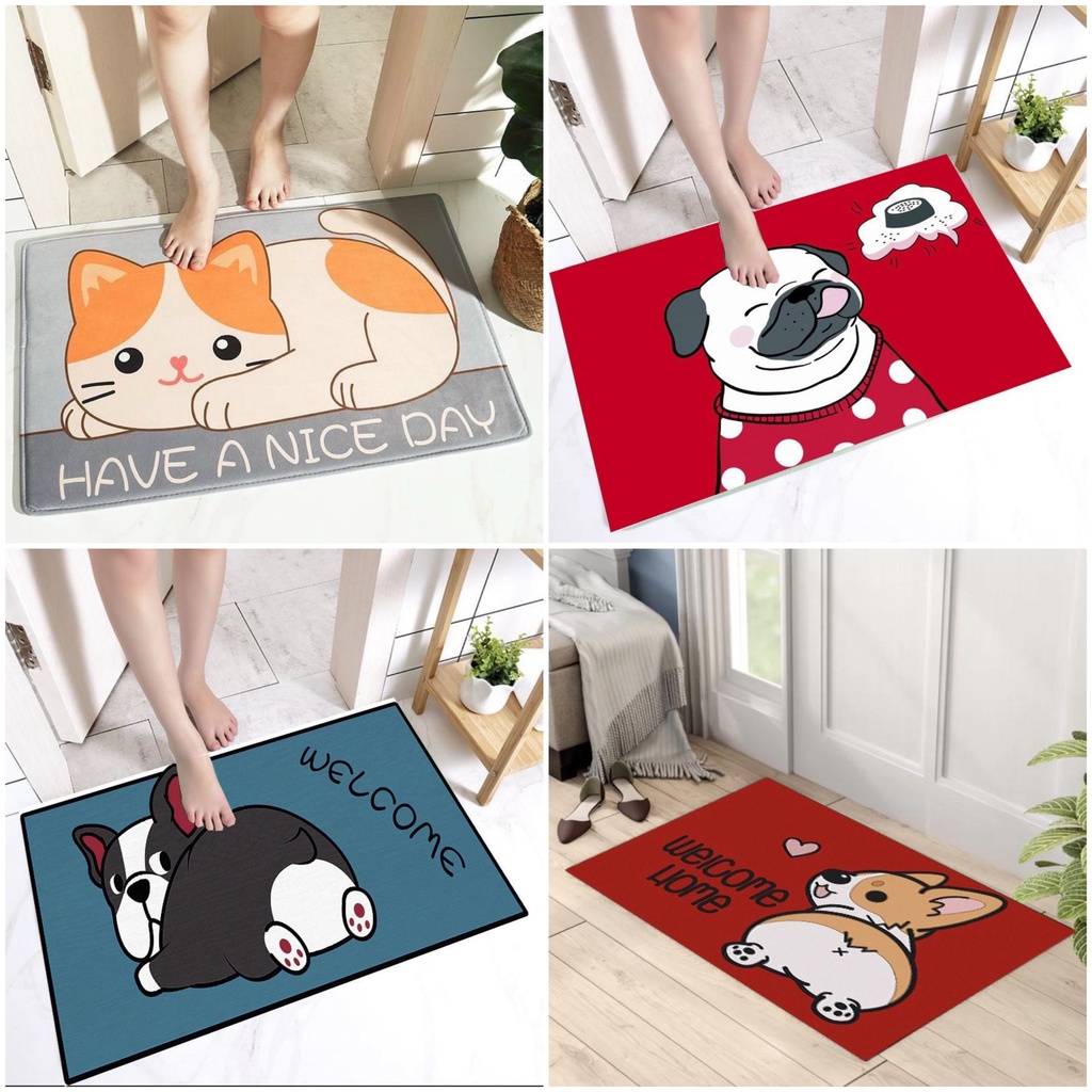 Thảm lau chân in hình 3D thú cưng siêu đẹp