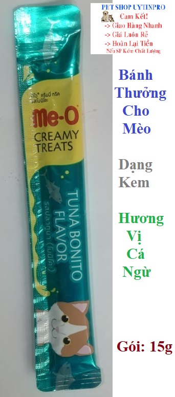 [Hoàn tiền 10%]  BÁNH THƯỞNG CHO MÈO Dạng kem Me-o Hương vị cá ngừ Gói 15g Xuất xứ Thái lan - Pet shop Uytinpro