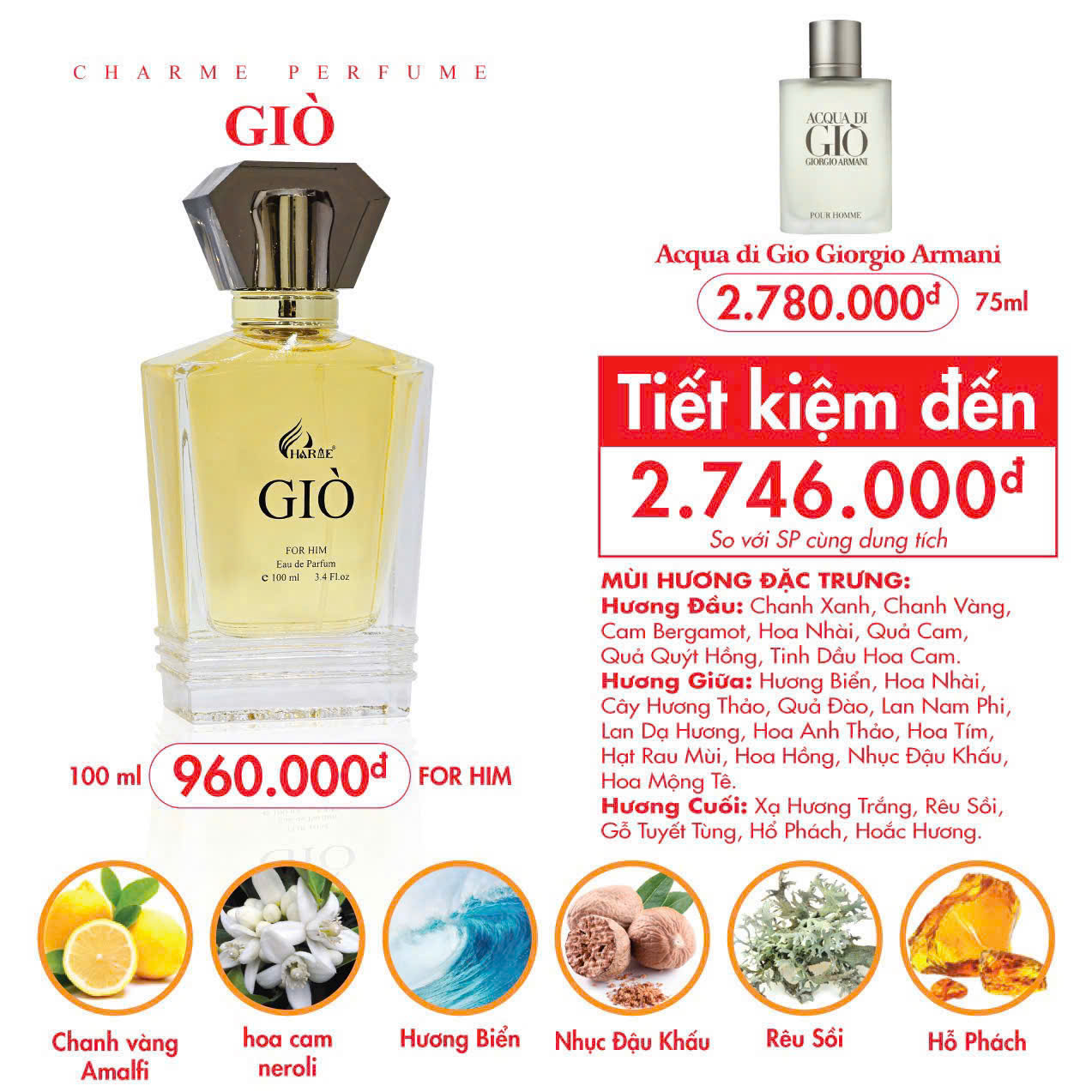 Nước hoa charme giò 80ml - giò 100ml mới
