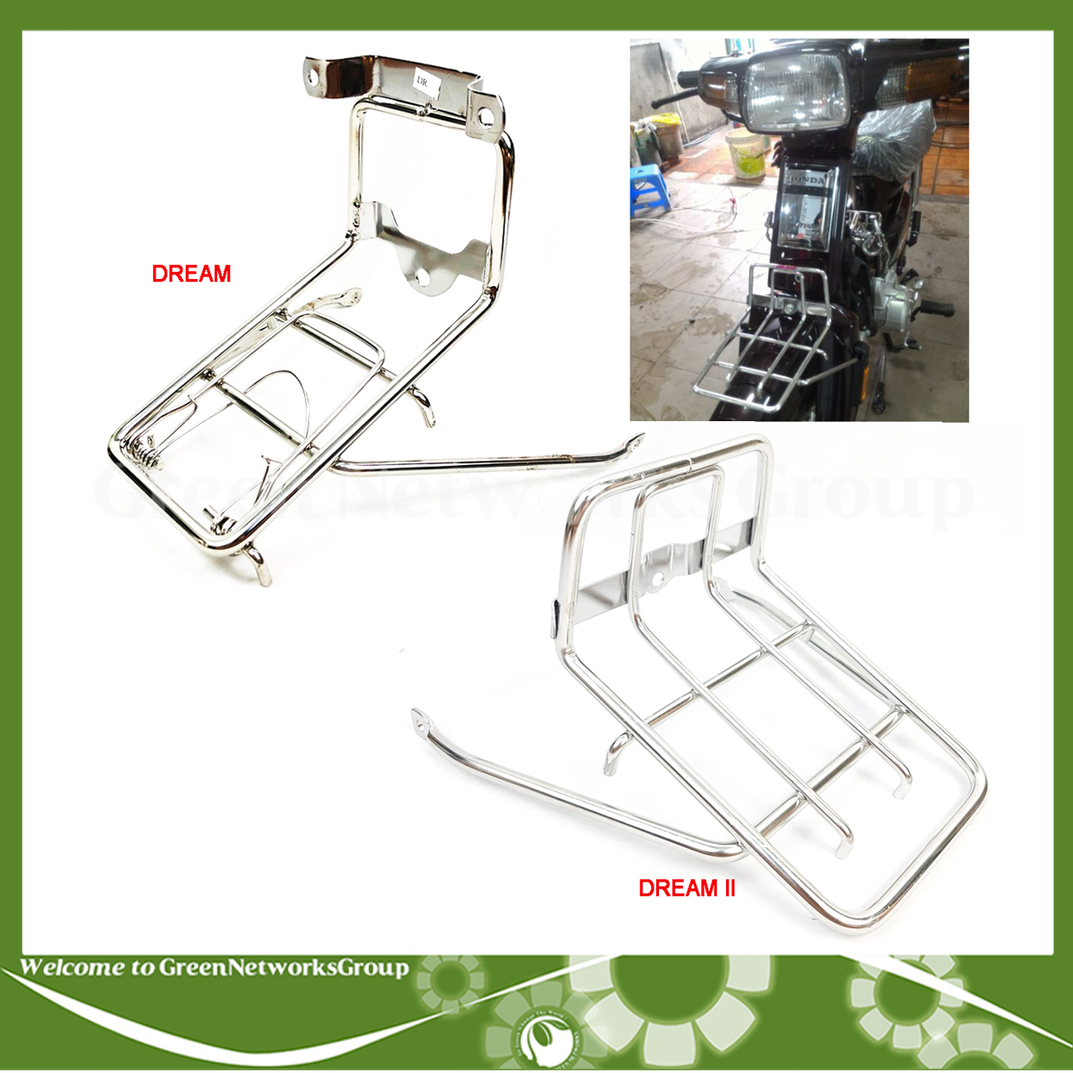 Baga mũi dè trước inox cho xe Dream Greennetworks