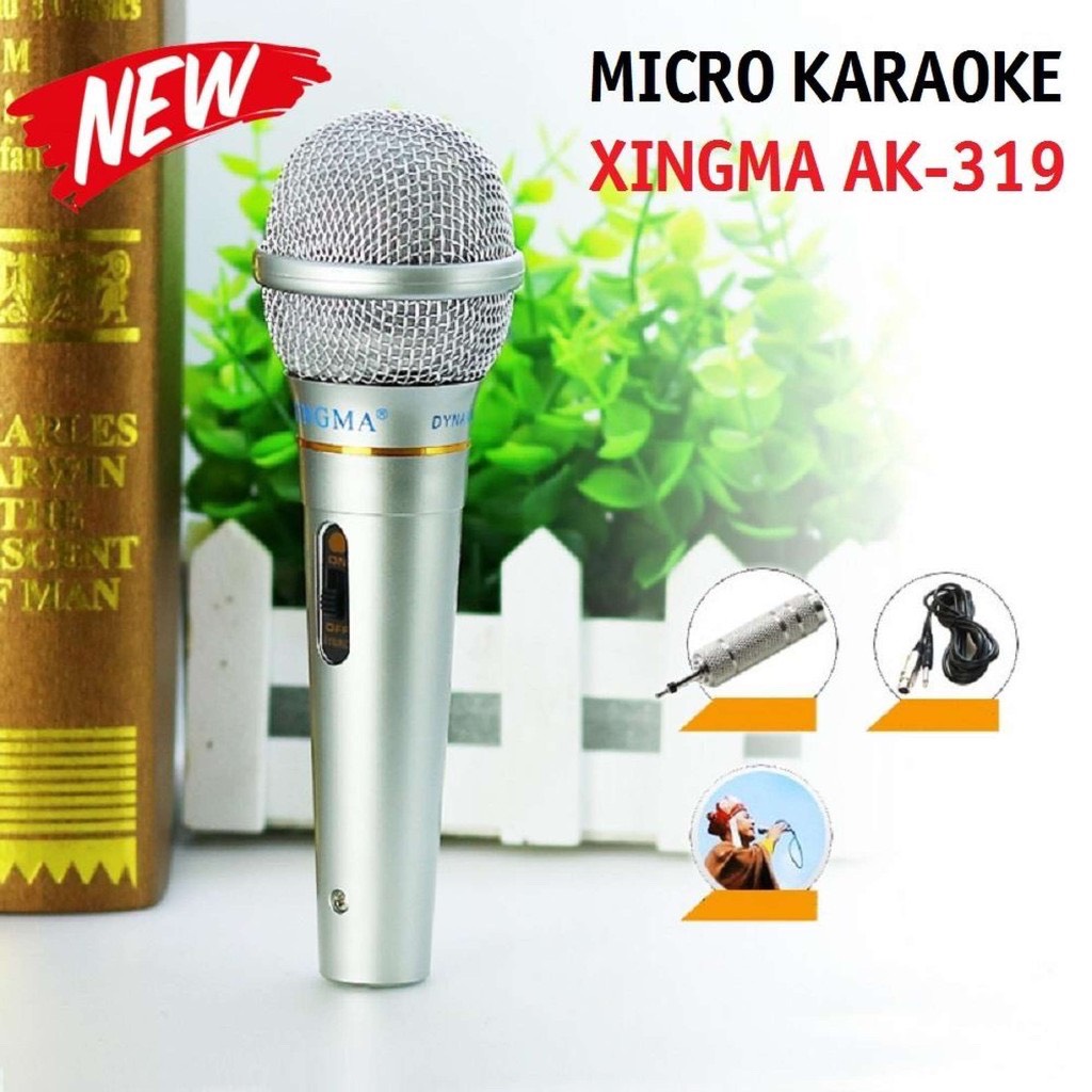 Micro lọc tạp âm,Micro karaoke XINGMA AK-319 chính hãng, Mic hát có dây chống hú cao cấp - Bảo hành 12 tháng