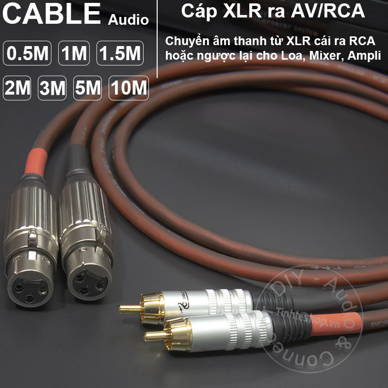Dây canon ra bông sen 2 sợi DIY 0.5M đến 5M - XLR female to RCA DIY 2 wire