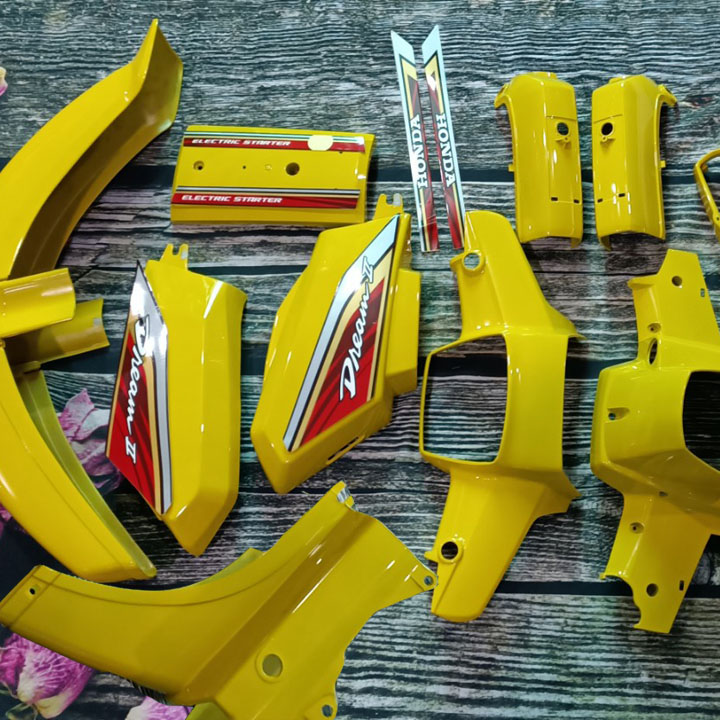 {Tặng kèm tem}   Áo xe máy - dàn áo xe máy DREAM II màu  VÀNG  , vỏ nhựa xe máy dream 2 nhựa ABS nguyên sinh