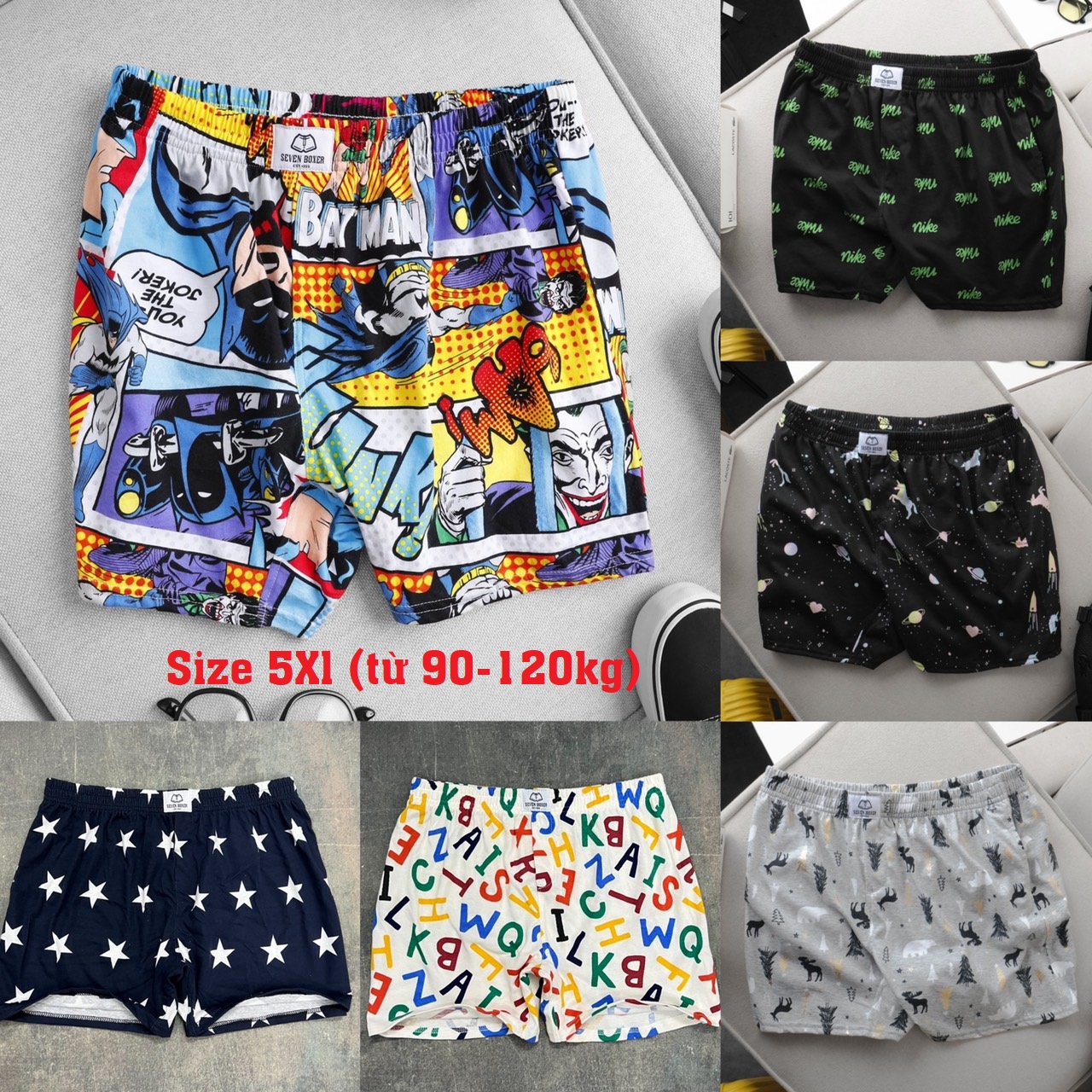 (Size từ 90-120kg) Quần đùi nam mặc ngủ bao mát