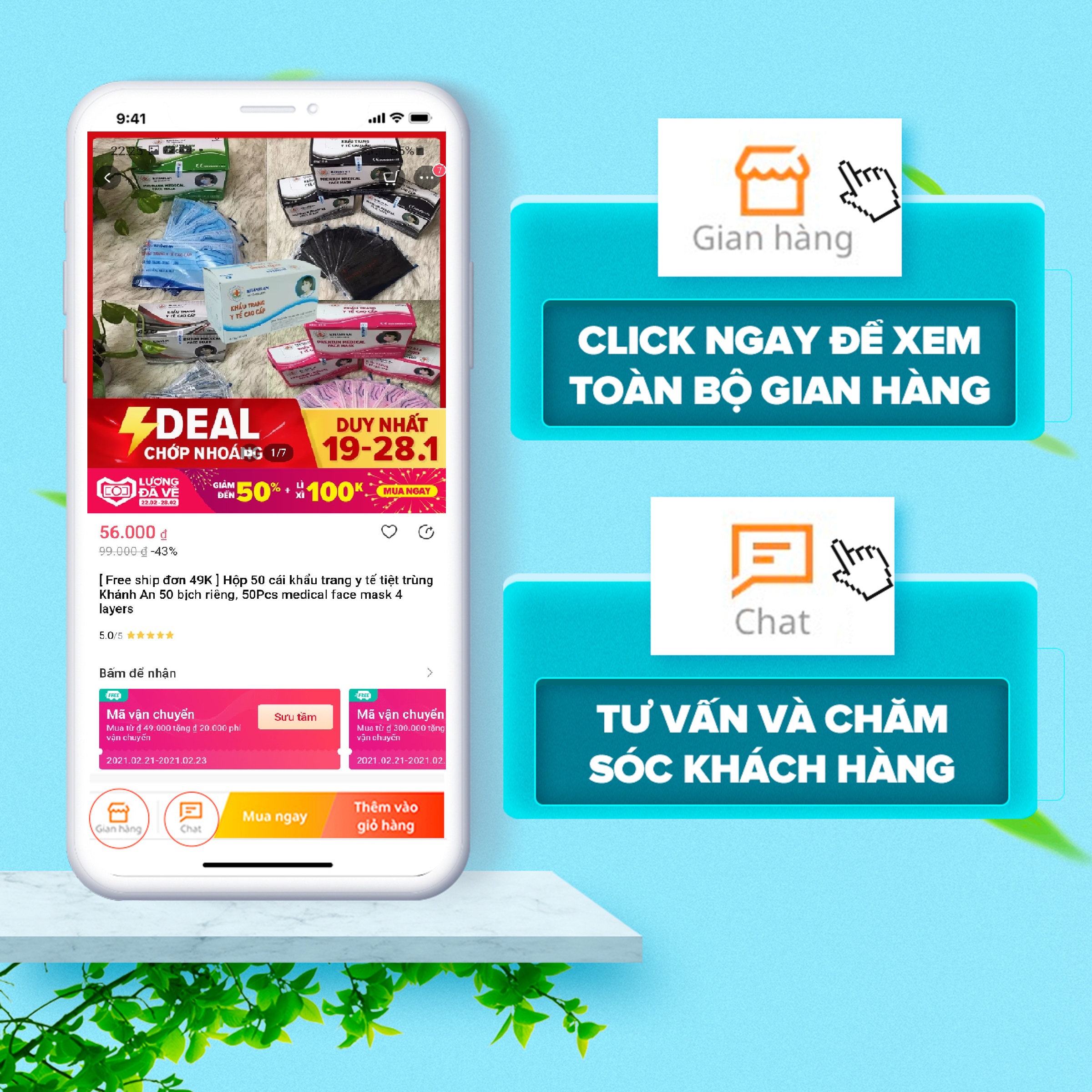 Khẩu trang y tế 2 lớp kháng khuẩn Khánh An không thấm nước chuyên dùng đi mưa