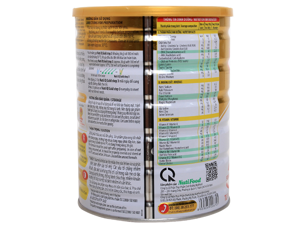 Sữa Bột NutiFood Nuti IQ Gold 3 900g (1 - 2 Tuổi)