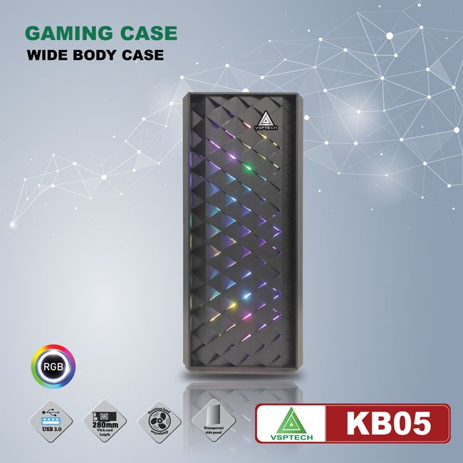 Thùng máy tính Case VSP CA KB05 1 mặt kính cường lực (Đen)