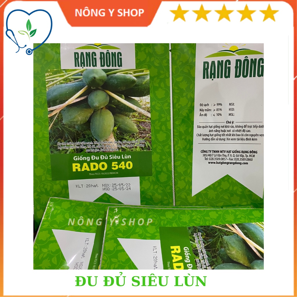 Hạt giống đu đủ siêu lùn ruột đỏ RADO 540 - 20 hạt