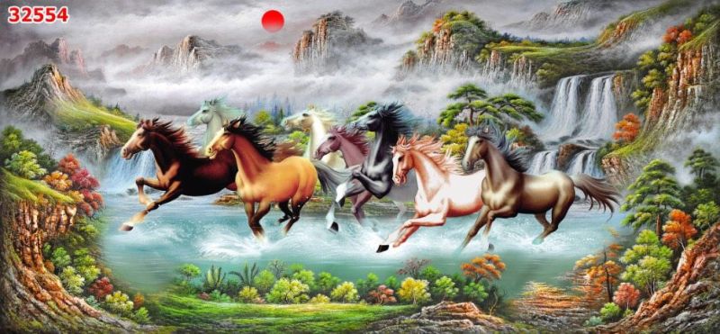 Tranh ngựa Bát Mã Truy Phong dán tường