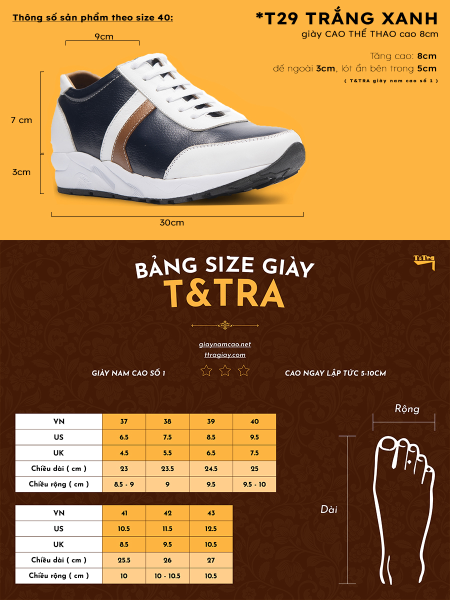 [8cm] shoes high male T&TRA T29 White Blue