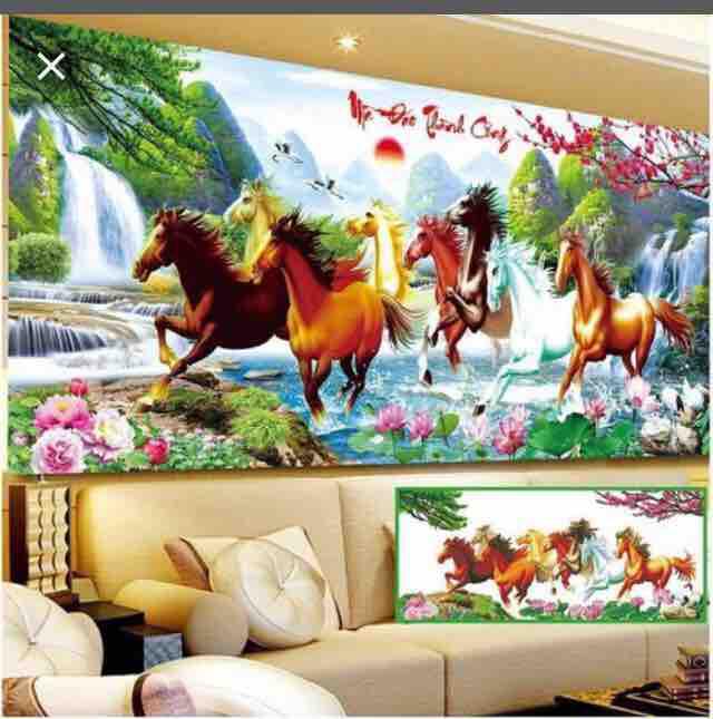 [HCM]Tranh đính đá mã đáo thành công  kt 160x70cm