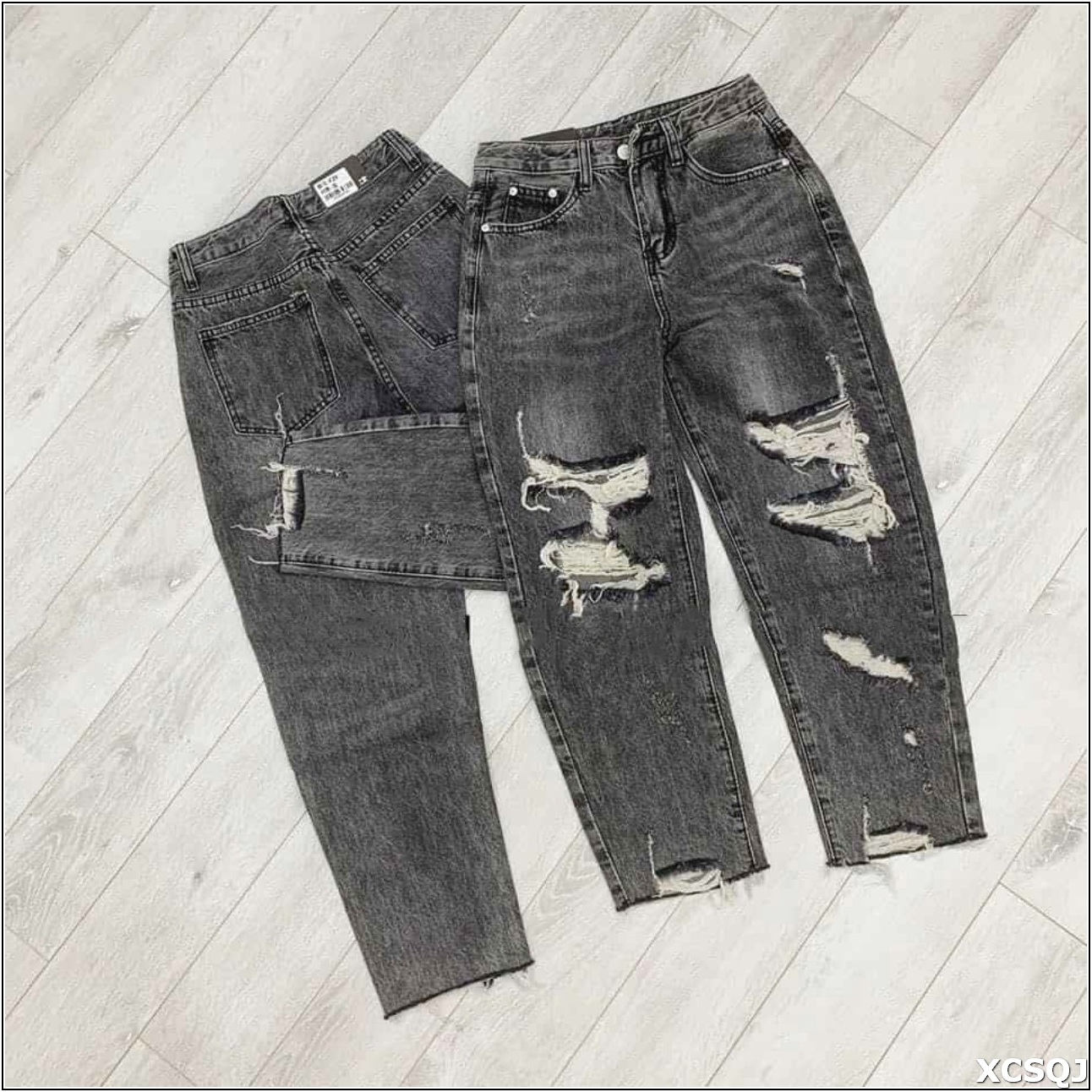 Quần jean nữ  BAGGY kiểu RÁCH 3166 màu xám 3lz-46