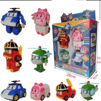 Bộ đồ chơi xe ô tô Poli biệt đội chó tàu bay siêu đẳng chạy đà biến hình nhiều màu sắc