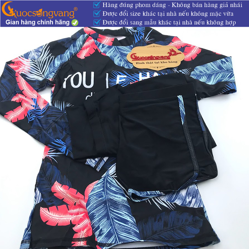 Bộ đồ bơi nữ dài tay in hoa 3 món bộ đồ bơi nữ kín đáo GLSWIM067 Cuocsongvang