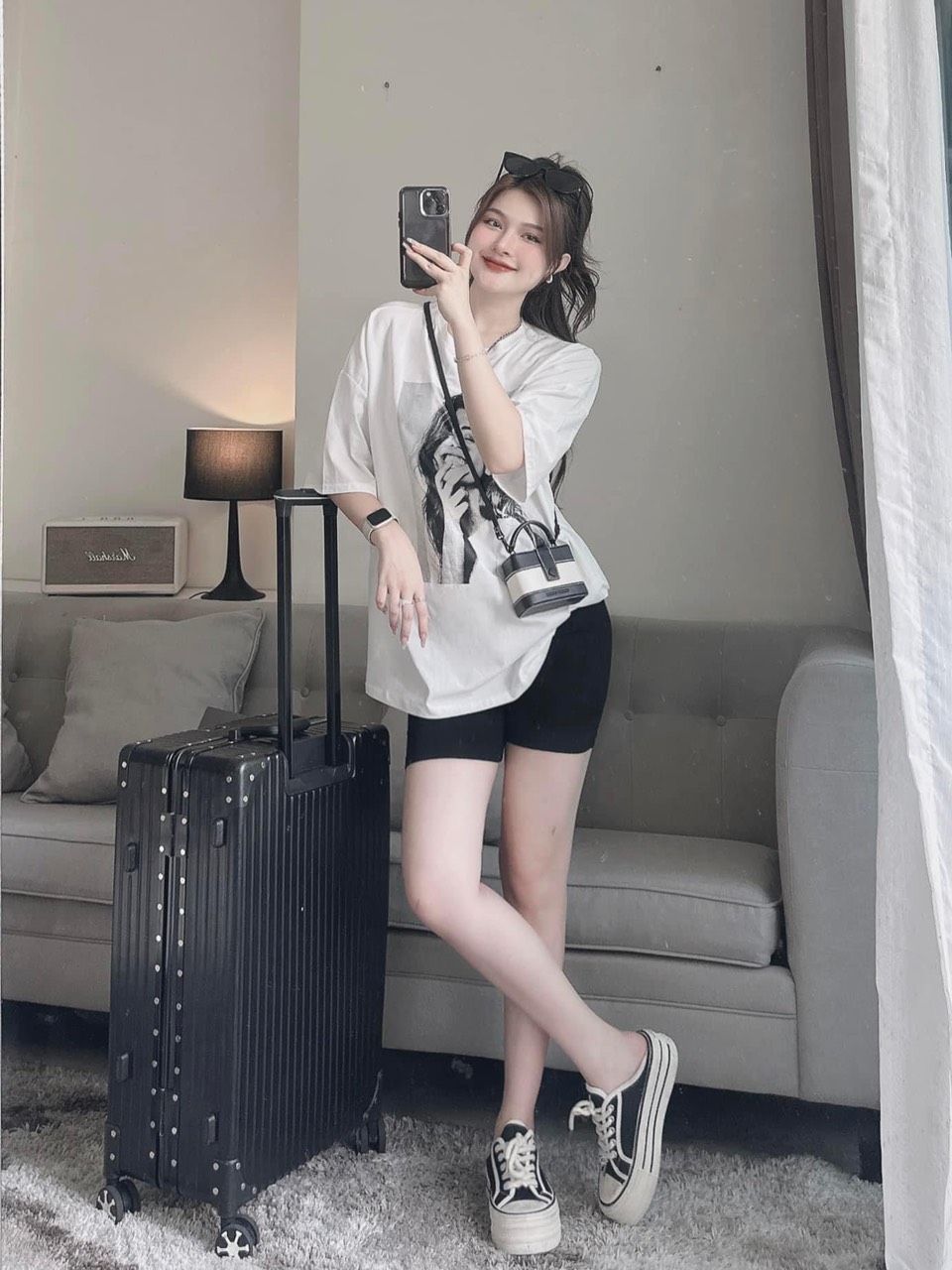 SET BỘ LỬNG, SET BỘ ÁO THUN TRẮNG ĐEN KÈM QUẦN LỬNG