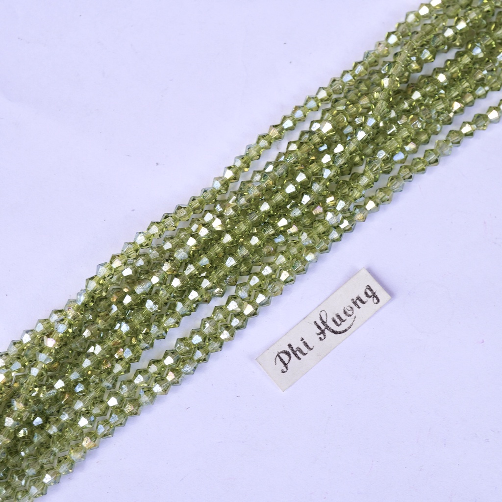1 dây hạt cườm nón thoi 4mm nhiều màu đính kết quần áo