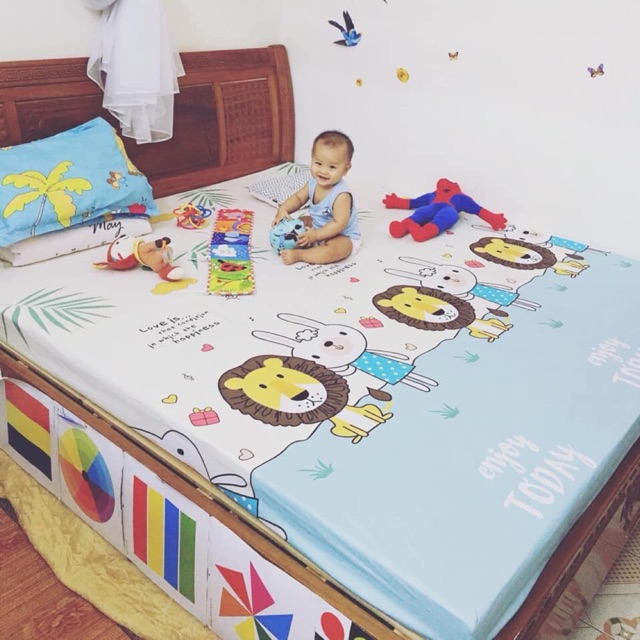 [HCM] GRA CHỐNG THẤM CHO BÉ 100% COTTON THOÁNG MÁT SIZE 1m8x2mx10cm (GIAO MÀU NGẪU NHIÊN)