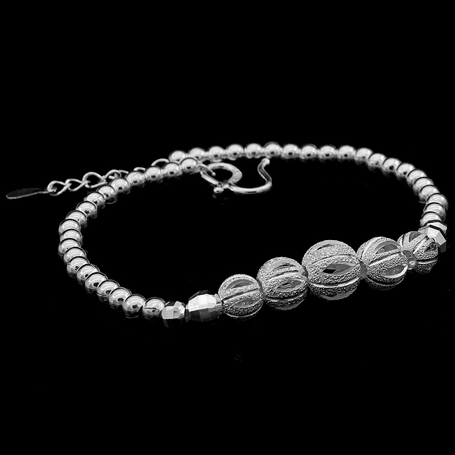 Vòng Tay, Lắc Tay Nữ Bạc 925 Họa Tiết Bi Phay Cát 3D BẠC HIỂU MINH LTU213