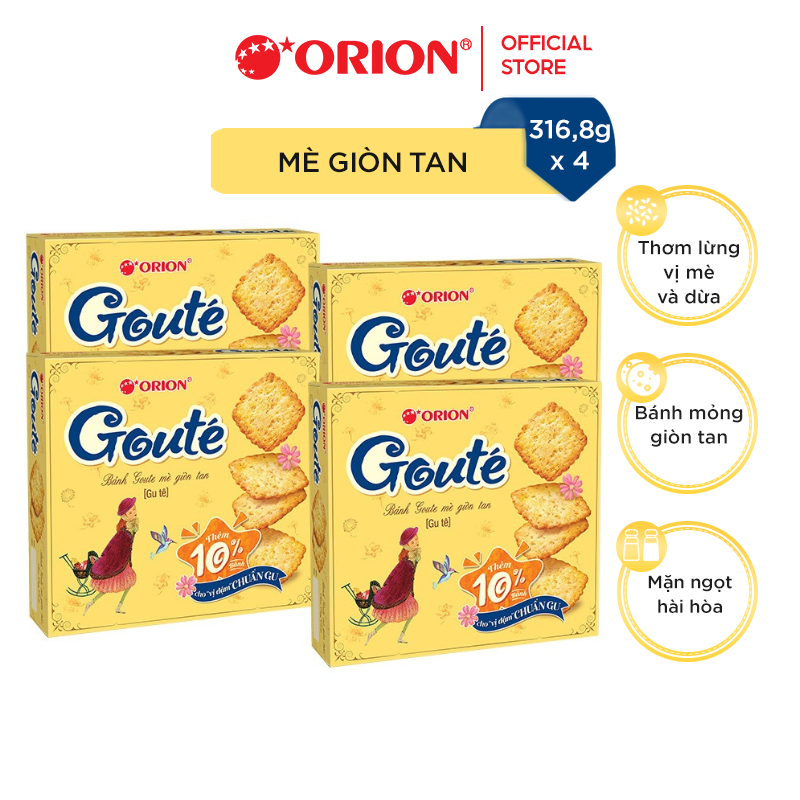 Combo 4 Hộp Bánh Goute Mè Giòn Tan (316,8g x 4) (Giao Màu Ngẫu Nhiên)