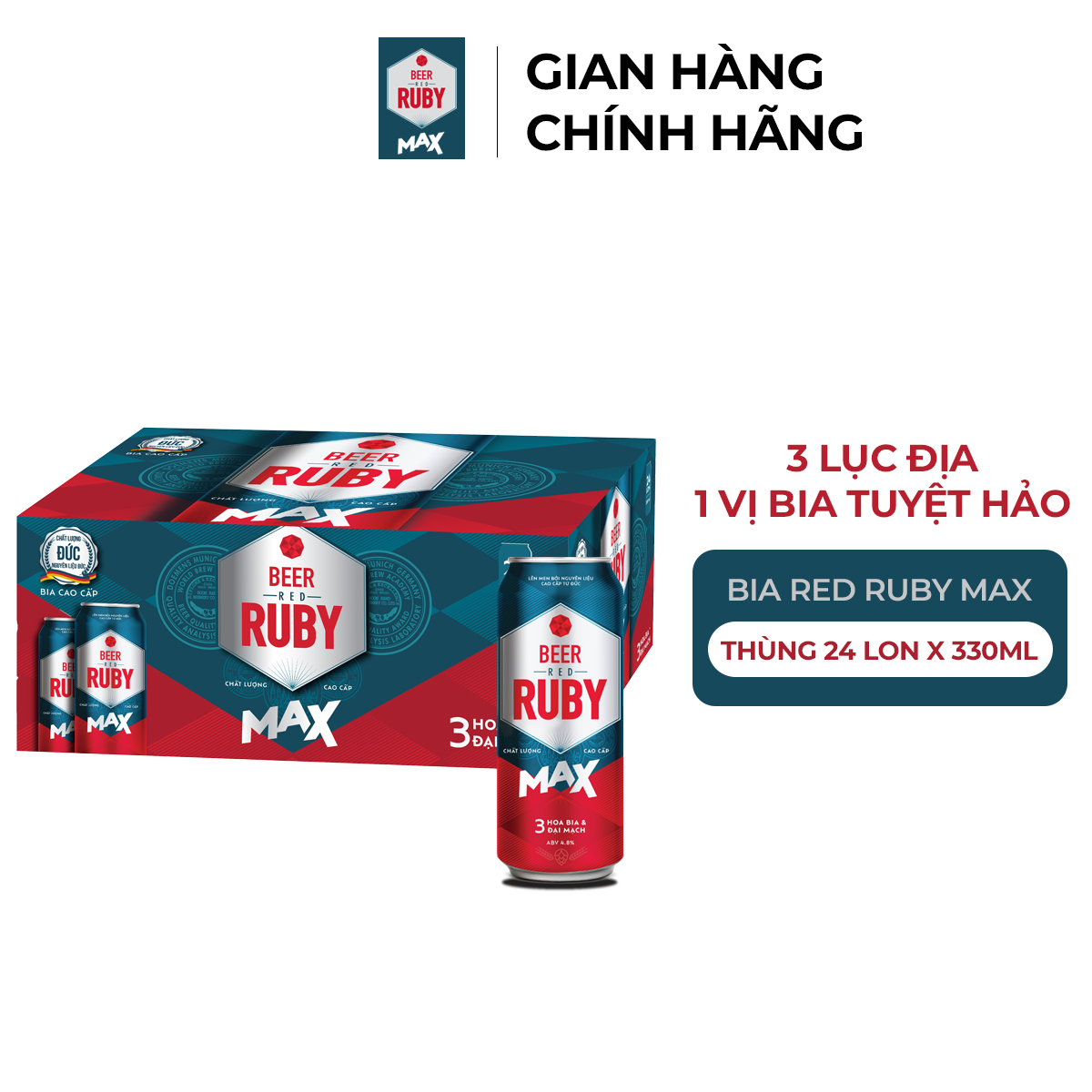 Bia Red Ruby Max - Thùng 24 Lon x 330ML