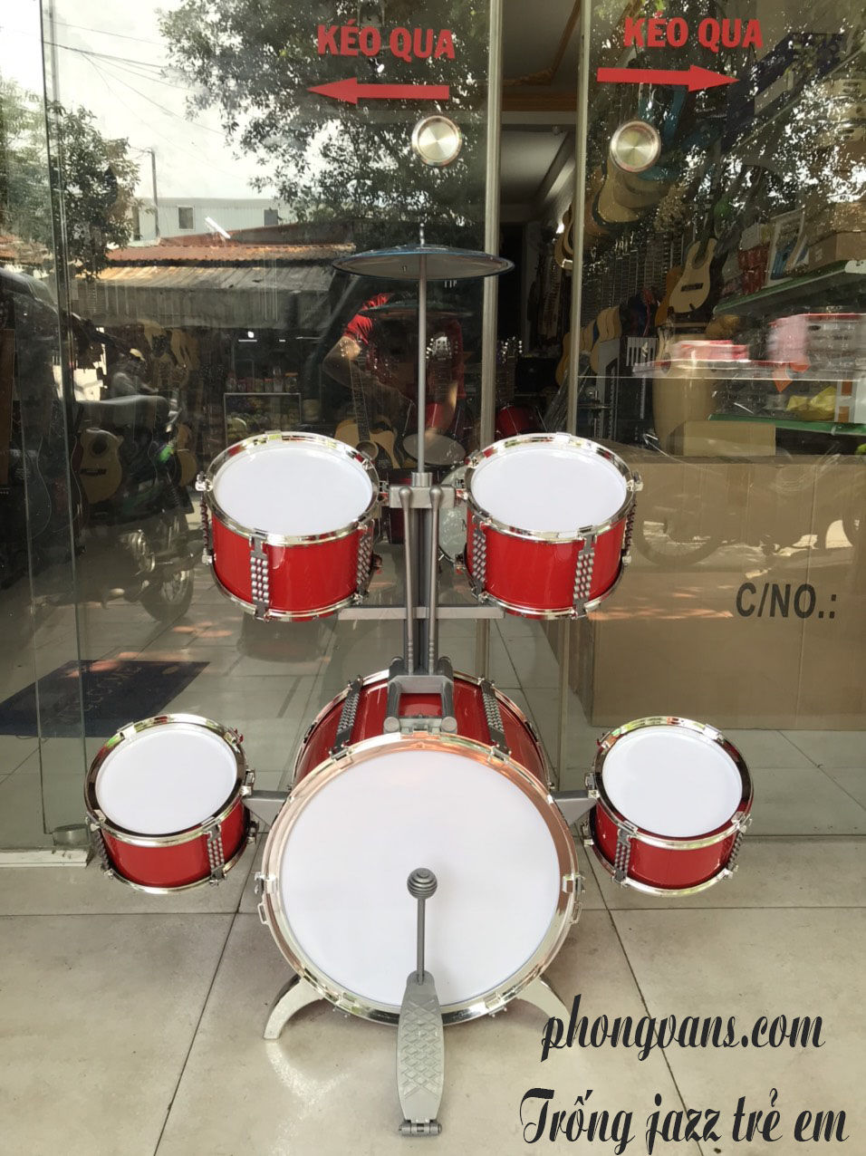 Bộ trống Jazz Drum 5 trống cho bé màu đỏ (tặng kèm ghế)