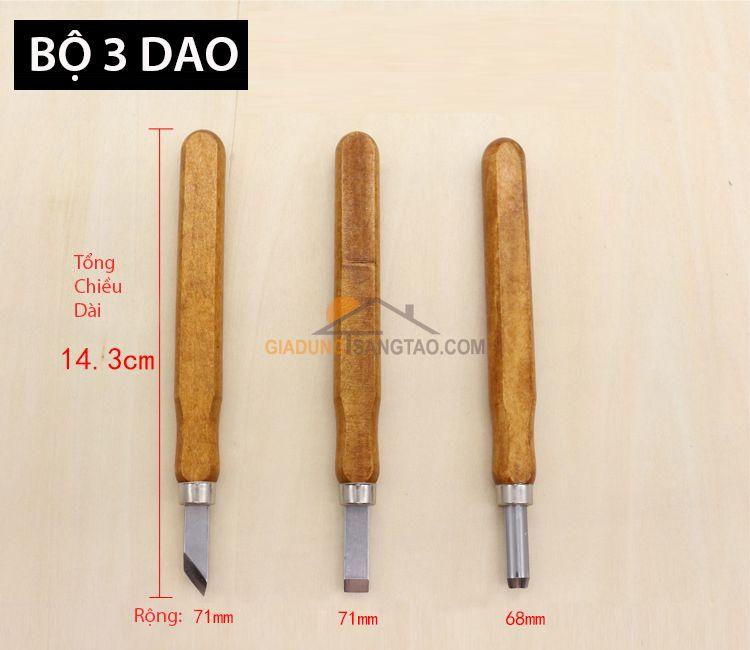 Bộ 3 dao tiện khắc trổ gỗ
