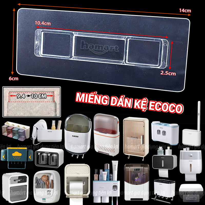 Miếng Dán Kệ Nhà Tắm Treo Tường Hamart 10 Mẫu Dán Dự Phòng Oenon Ecoco Đa Năng Siêu Dính
