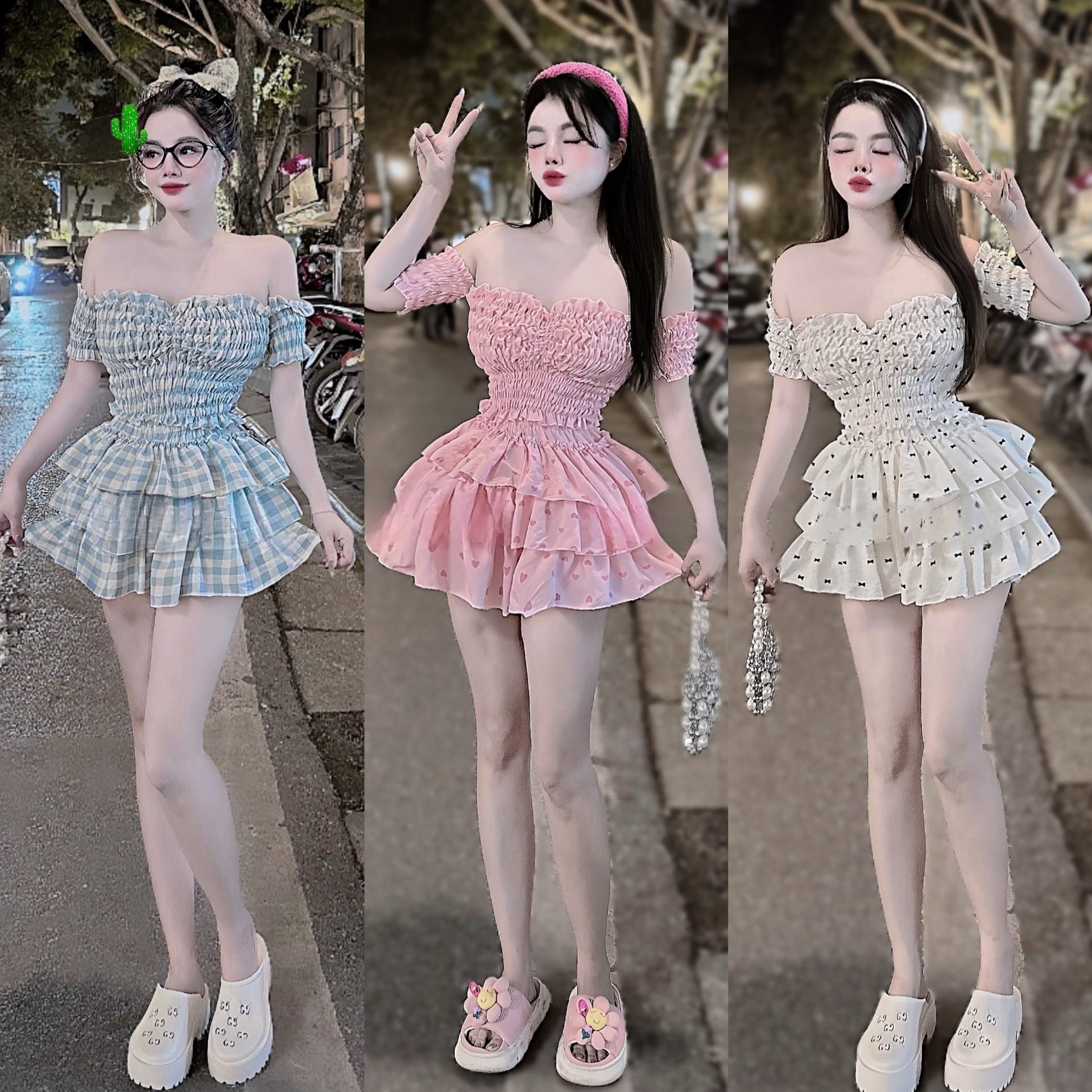 set áo nhúng + cv tầng (có lót trong)