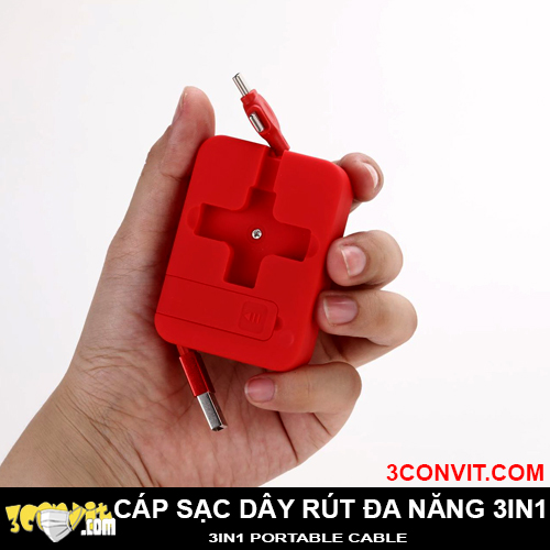 Cáp Sạc USB 3in1 Rút Gọn Đa Năng
