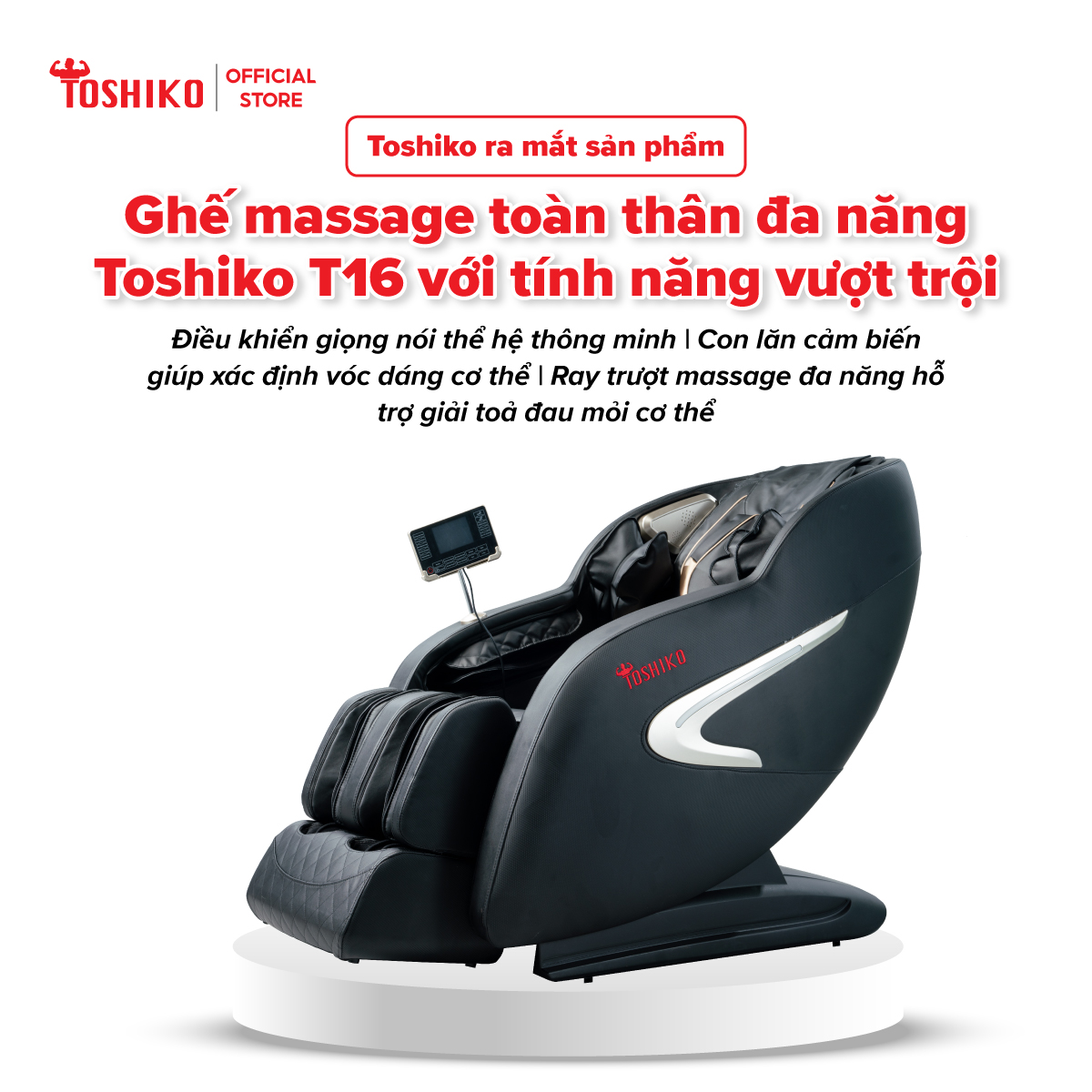 [Nhận hàng được nằm thử] Ghế Massage Toàn Đa Năng Toshiko T16 -  Sở hữu con lăn 4D massage di chuyển, Ghế Matxa Toàn Thân Cao Cấp công nghệ AI với chức năng tự động mát xa đa năng, sở hữu hệ thống mát xa nhiệt