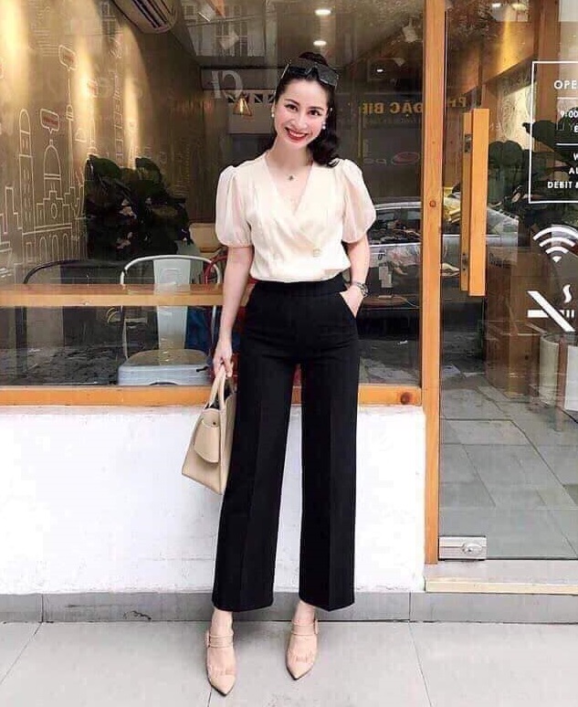 Quần Ống Rộng nữ khóa Sườn, Quần Culottes nữ cạp cao Form Hàn , chất liệu Tuýt Xy Cao Cấp