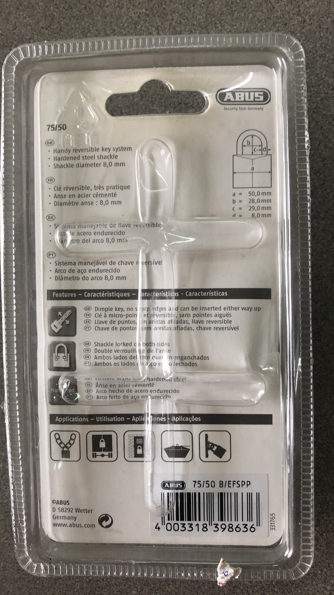 khóa treo abus 75/50