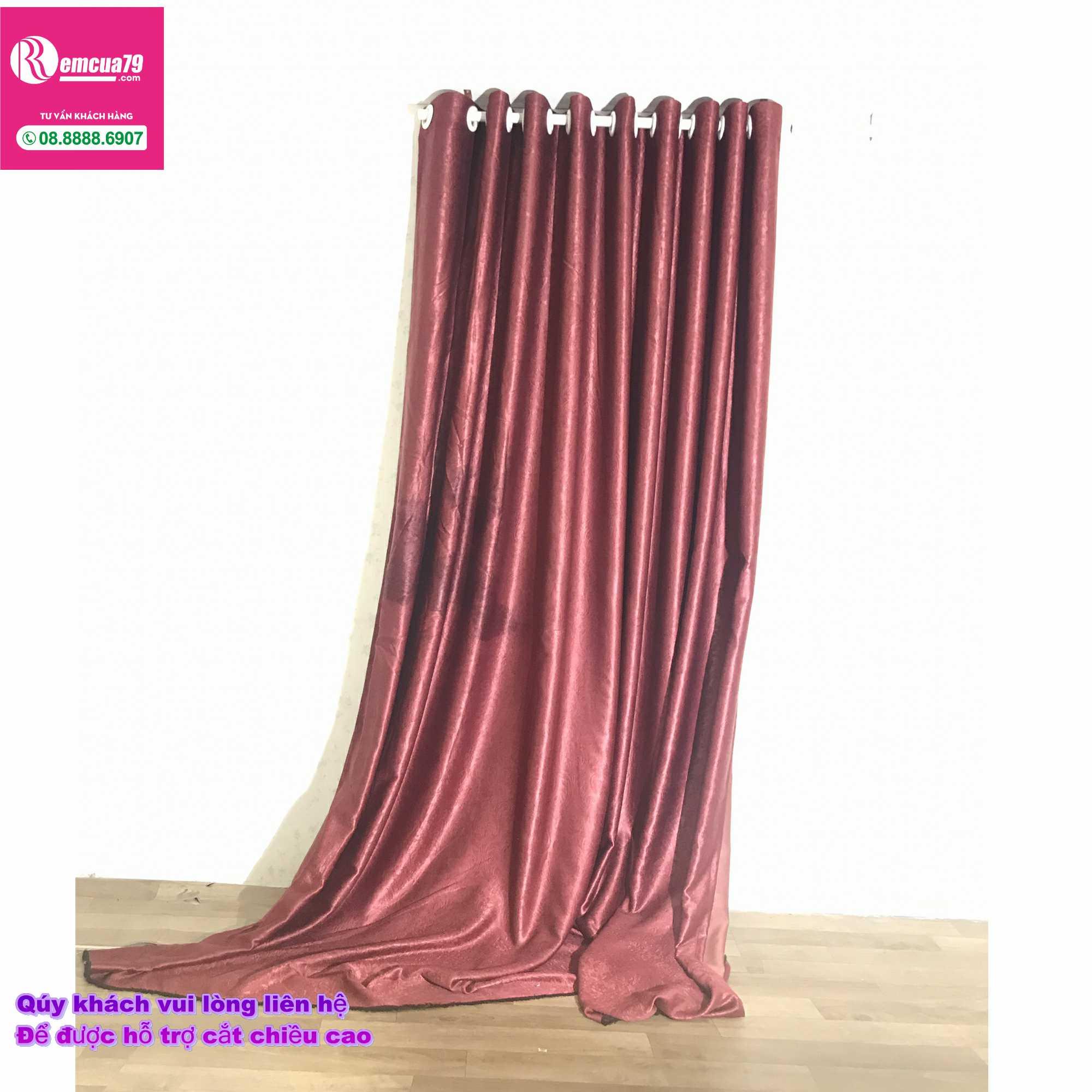 Rèm, màn cửa Ph curtains( ngang200cm x cao 130cm) màu Đỏ Đô + tặng dây vén màn