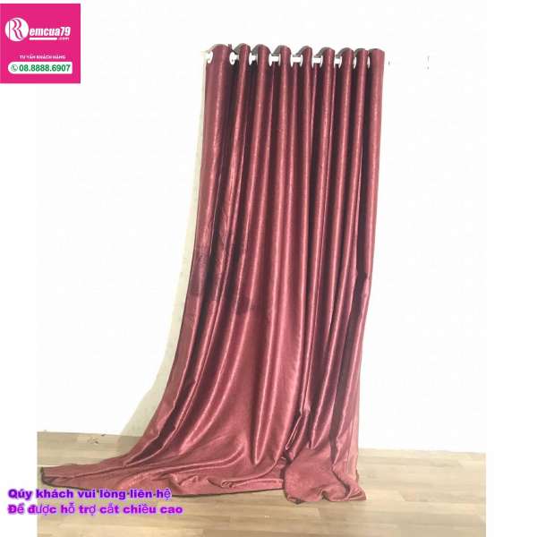 Rèm, màn cửa Ph curtains( ngang250cm x cao 130cm) màu Đỏ Đô + tặng dây vén màn