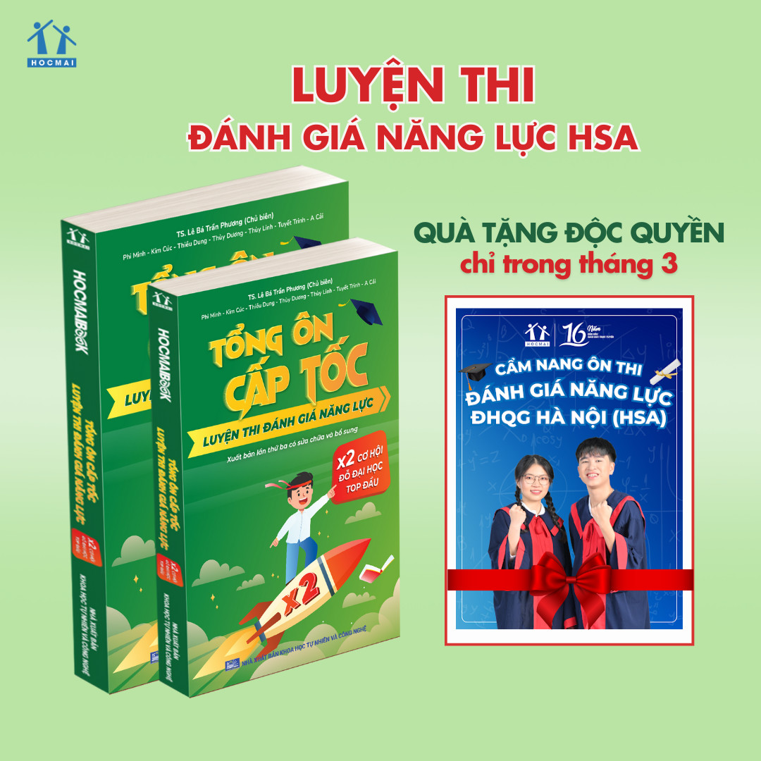 Sách Combo 2 cuốn Tổng ôn cấp tốc luyện thi Đánh giá năng lực - Bản 2024 dành cho lớp 12 - 2K6 luyện thi ĐGNL Hà Nội - HOCMAI