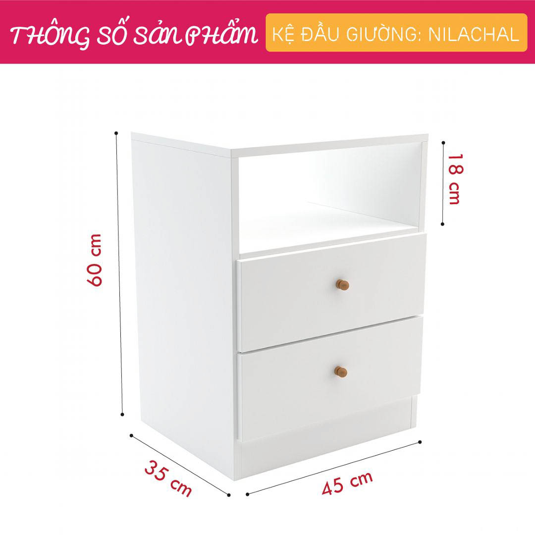 Tủ đầu giường decor sang trọng SMLIFE Nilachal