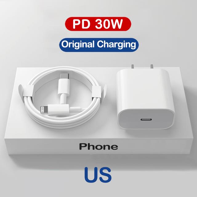 sell well yqcx】 For APPLE Original PD 30W USB C Charger For iPhone 12 11 14  13 Pro Max Mini X XS XR 8 Plus AirPods iPad Air Fast Charging Cable |  