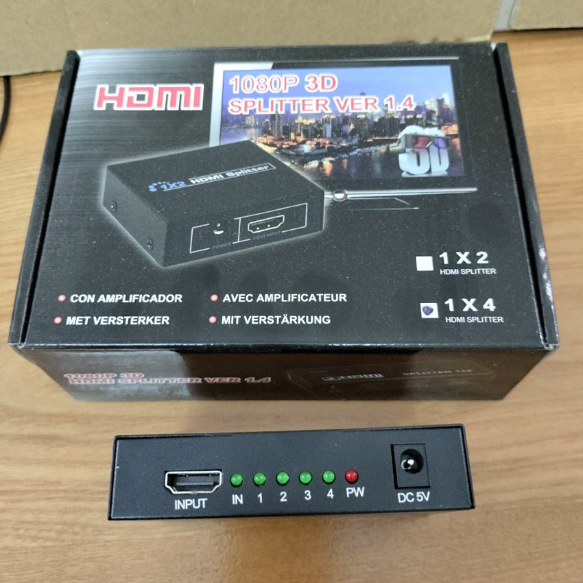 Bộ chia cổng HDMI 1 ra 4 màu đen