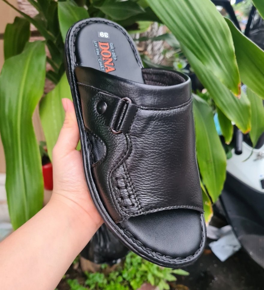 Dép quai ngang da bò thật 100%